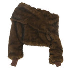 Faux Fur Off-Shoulder Crop Top