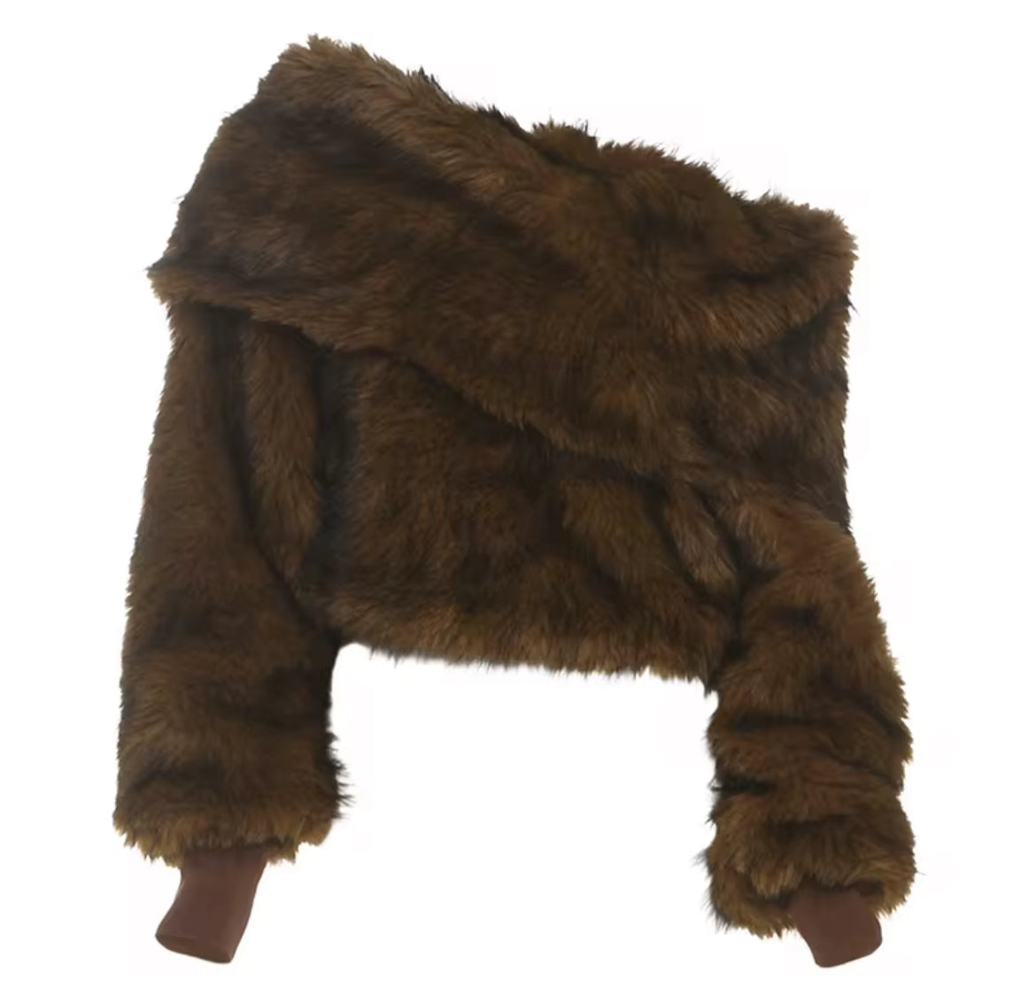 Faux Fur Off-Shoulder Crop Top