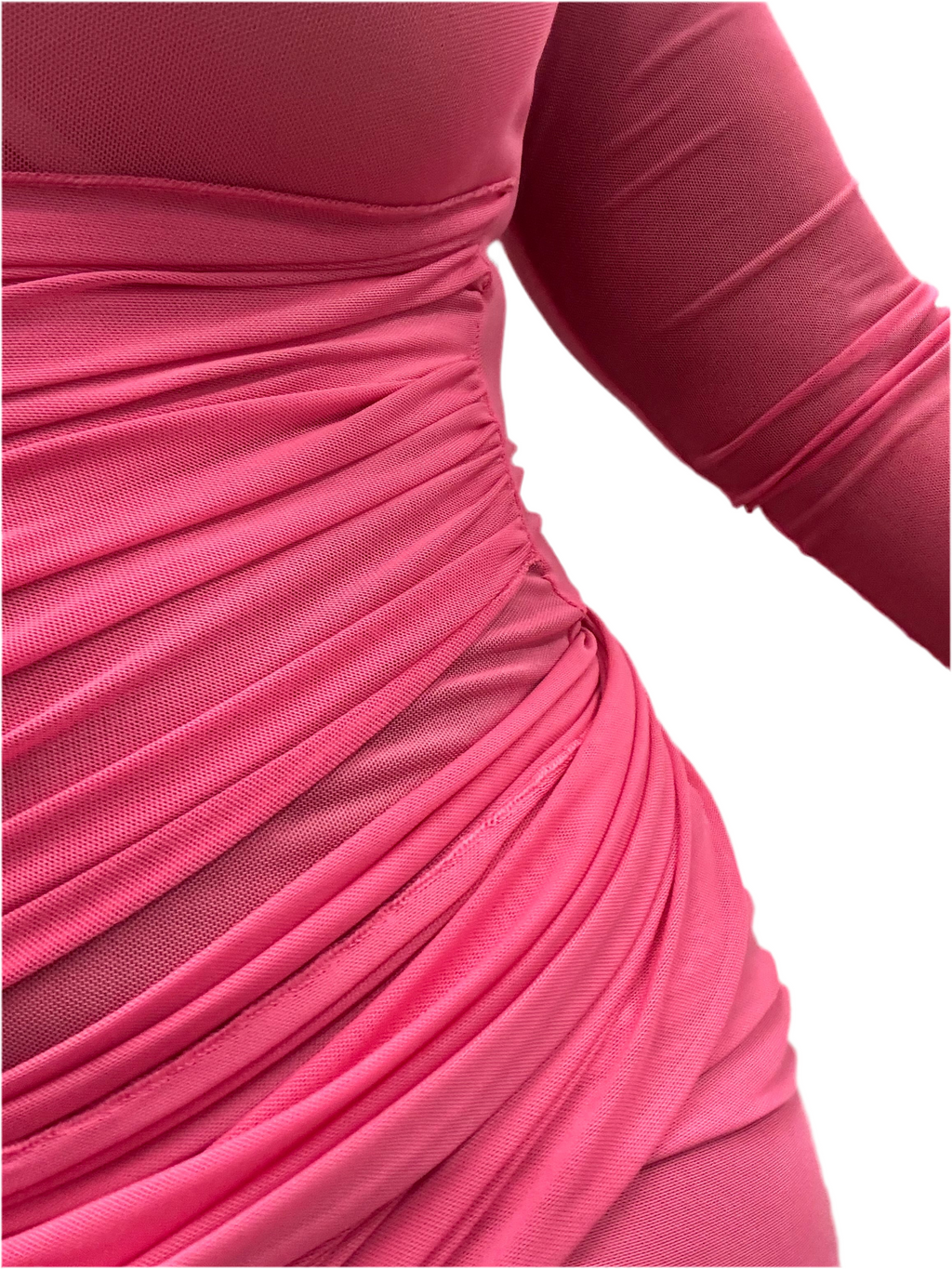 Draped Mesh Dress – Hot Pink