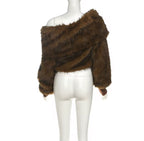 Faux Fur Off-Shoulder Crop Top