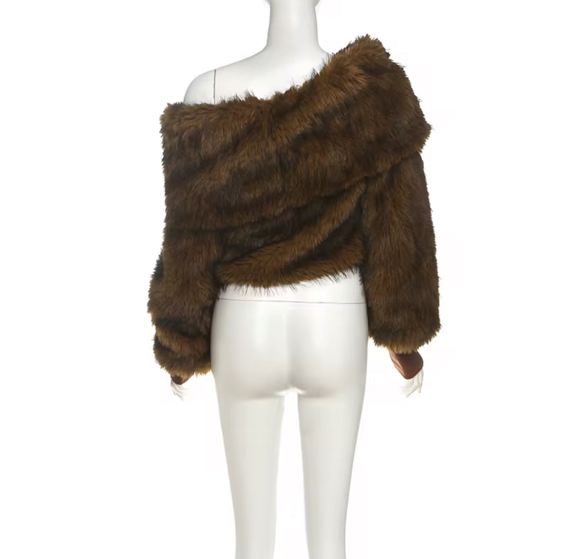 Faux Fur Off-Shoulder Crop Top