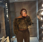 Faux Fur Off-Shoulder Crop Top