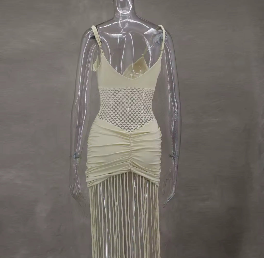 Seraphine Fringe Dress – Champagne Nude