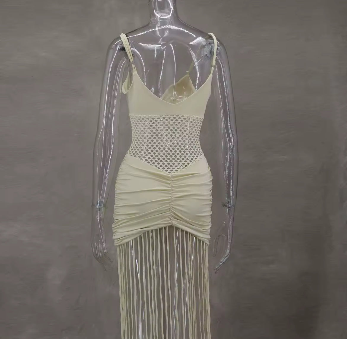 Seraphine Fringe Dress – Champagne Nude