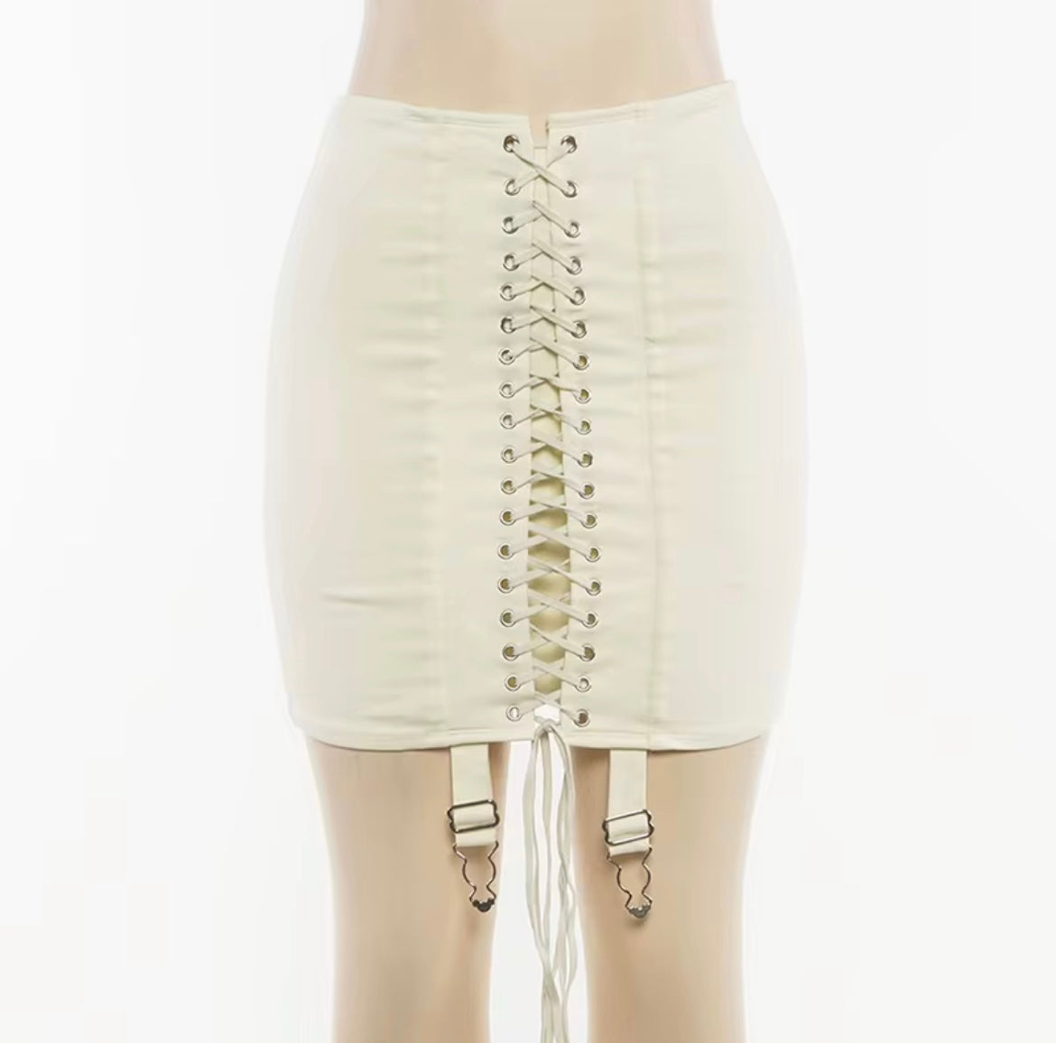 Lace-Up Corset Mini Skirt