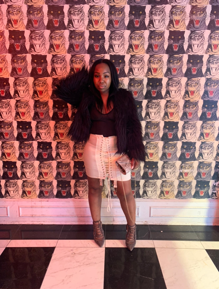 Lace-Up Corset Mini Skirt