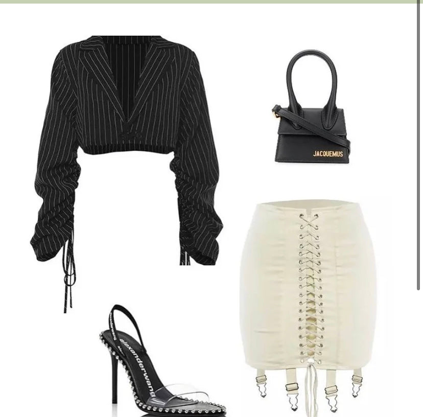 Lace-Up Corset Mini Skirt